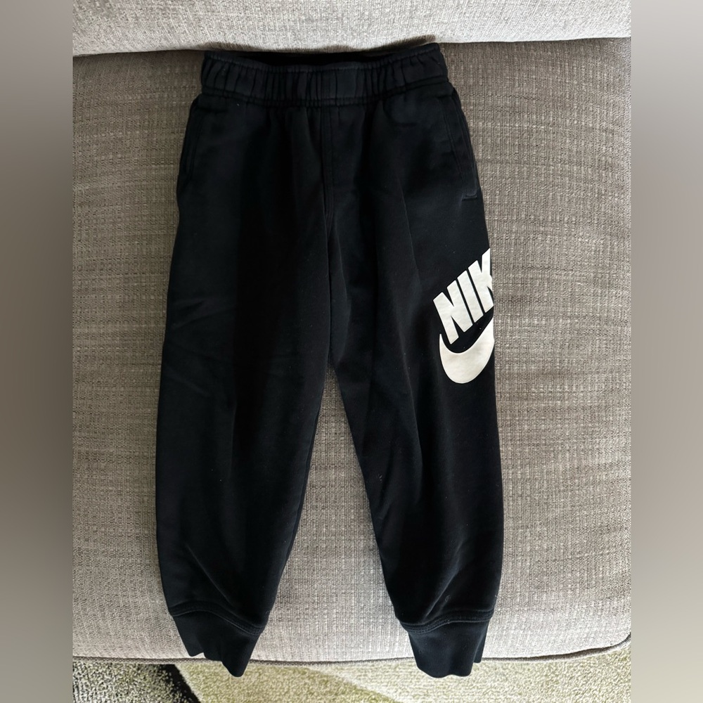 Nike Black Jogger Sweatpants with White Logo - Kids